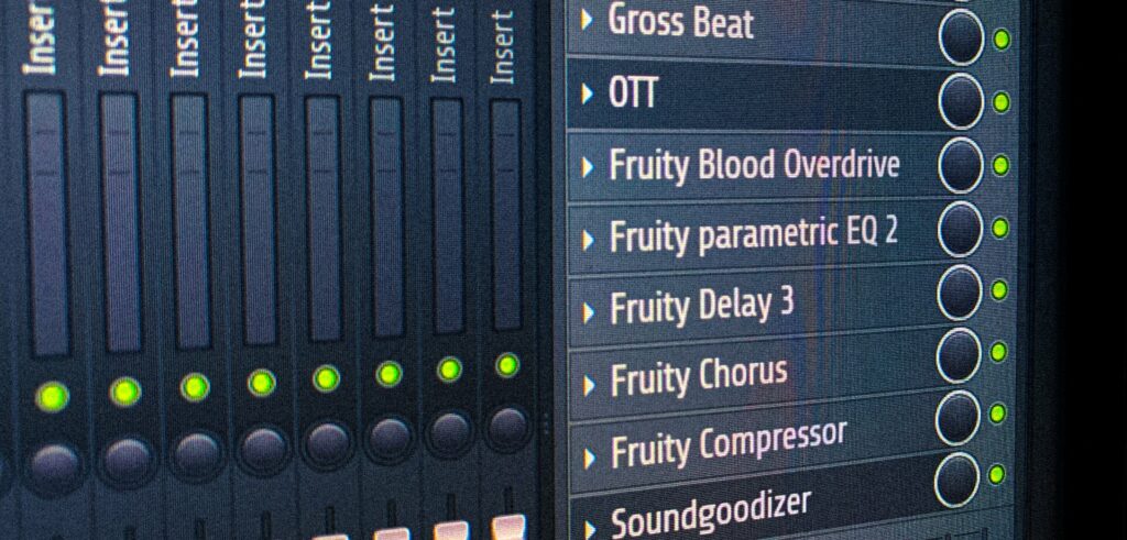 Image of many Effect-plugins in FL Studio's mixer