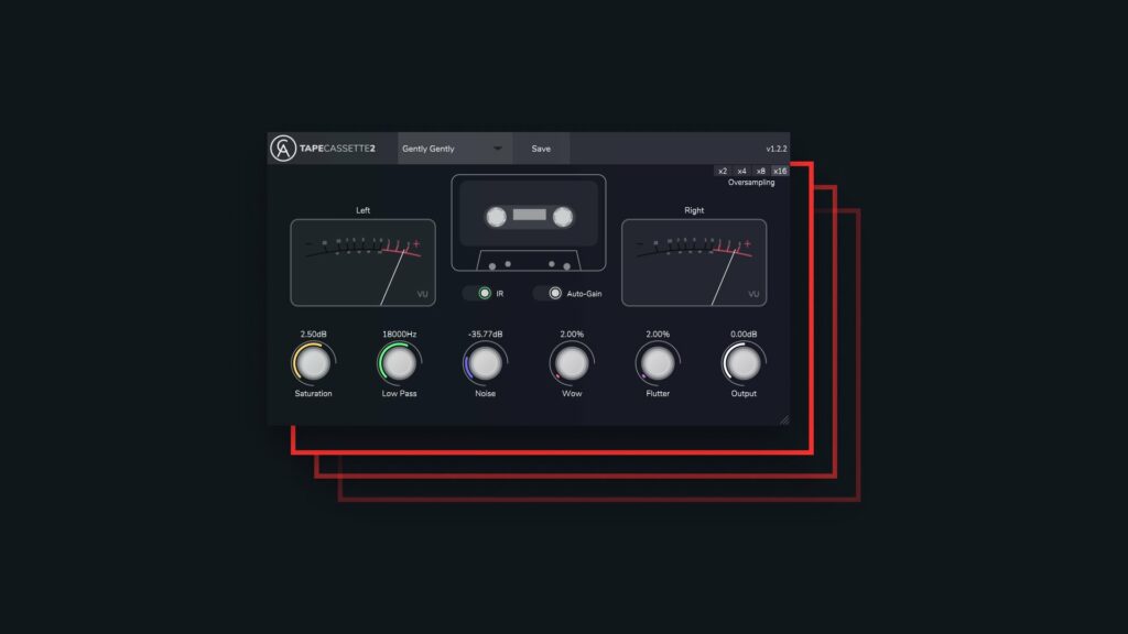 Image of the free Tape Cassette effect plugin by Caelum Audio.