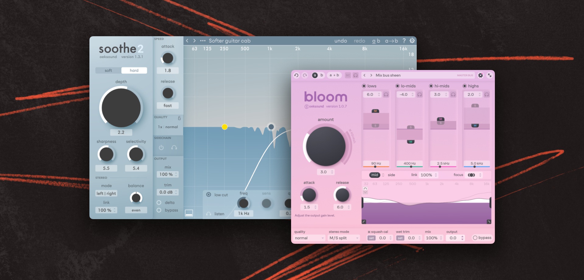 Screenshot of various "oeksound" plugins