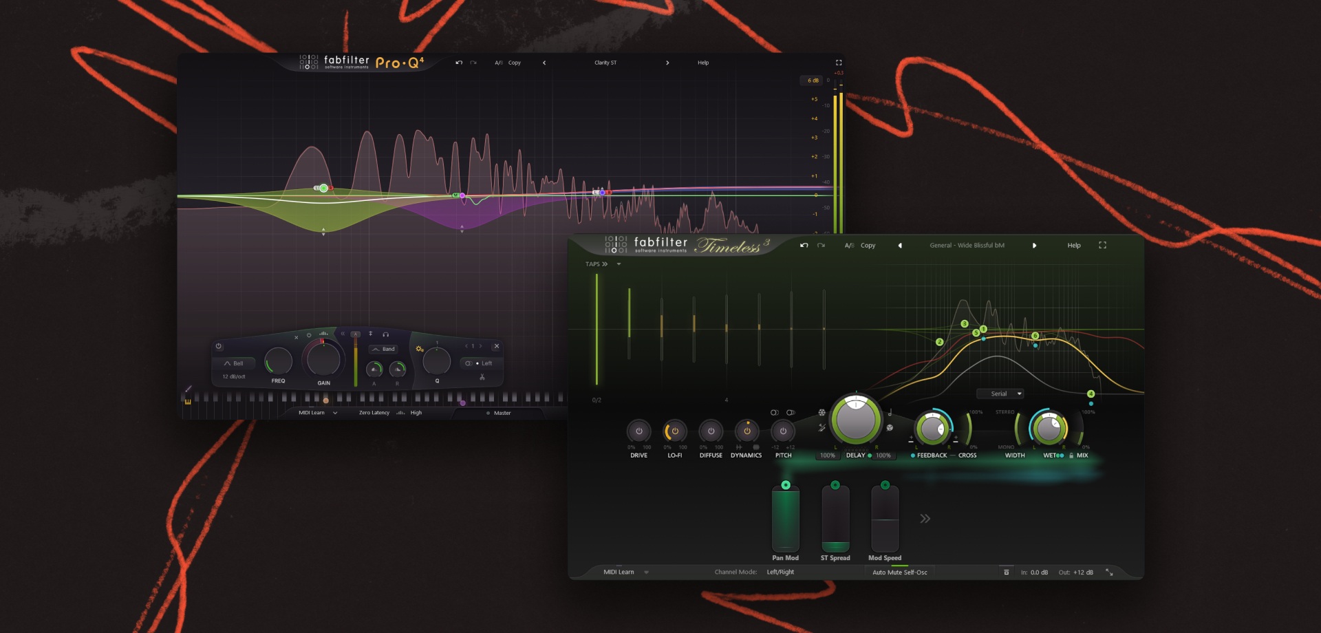 Screenshot of various "Fabfilter" plugins