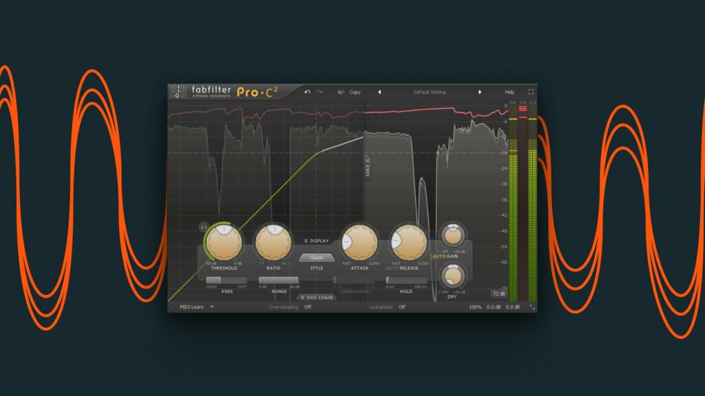 Image of FabFilter's Pro-C2 demonstrating how to mix vocals.