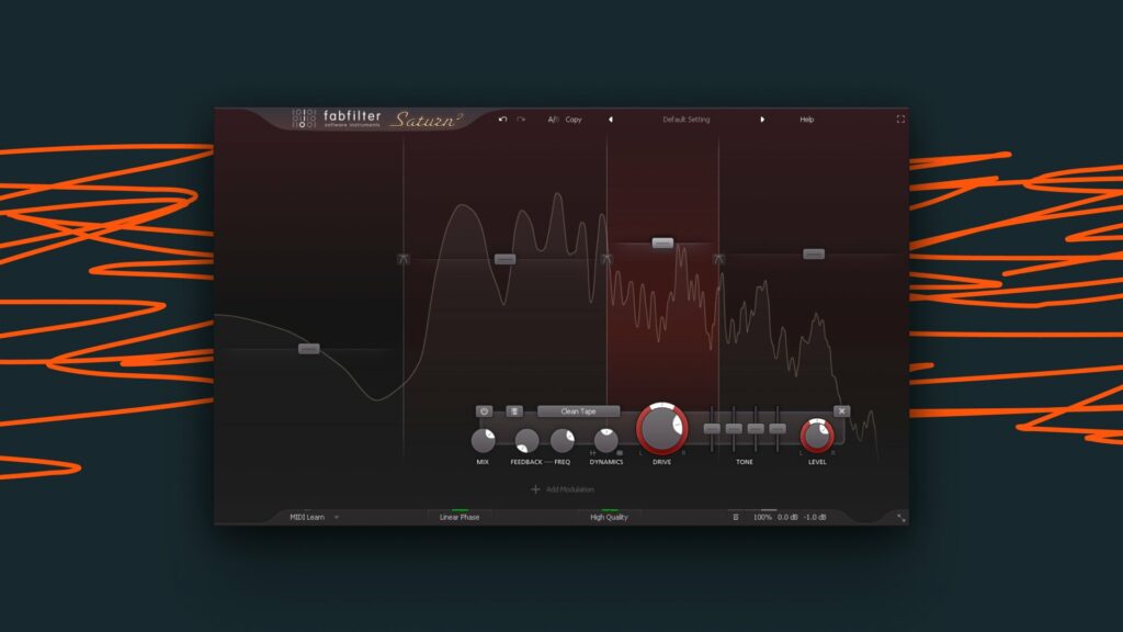 Image of FabFilter's Saturn 2 demonstrating how to mix vocals.