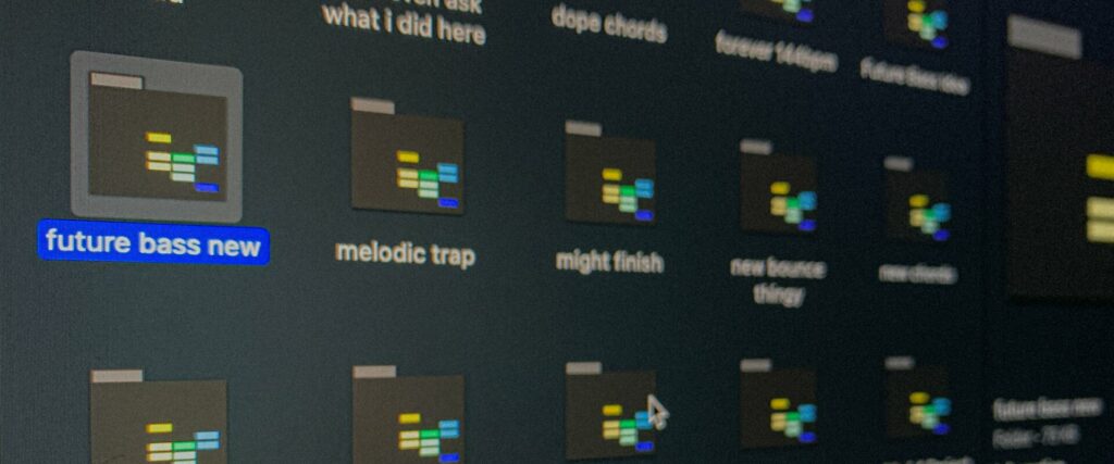 Image of a folder with many Ableton Live project files. 